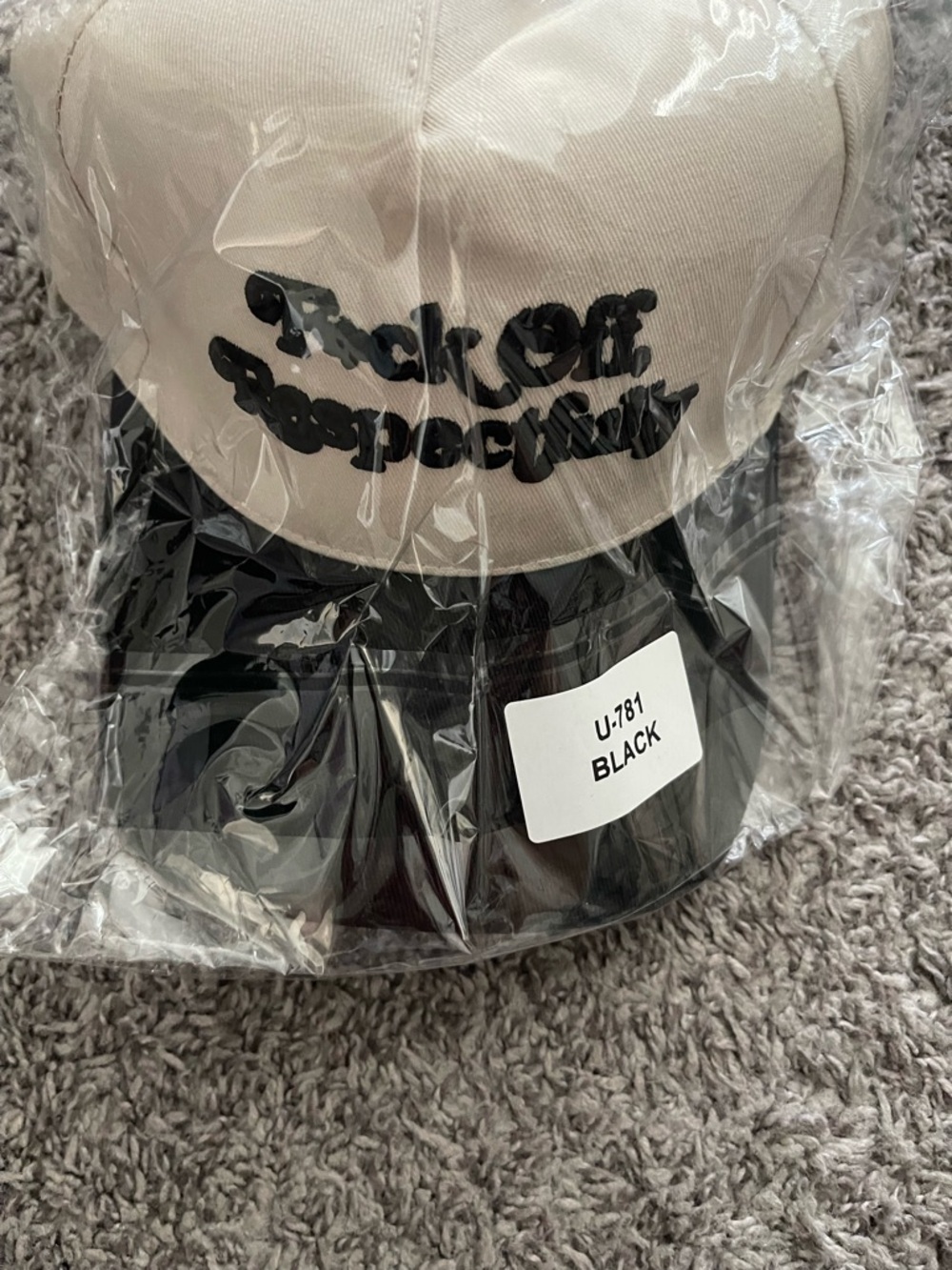 Cream and Black Embroidered statement Cap